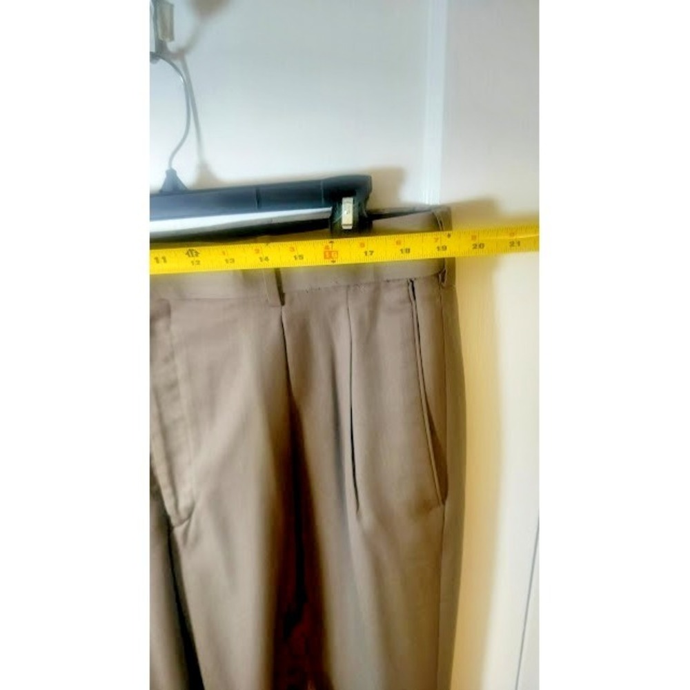 Stafford Essentials Pants Men 42x32 Beige Crosshatch Classic Fit - Picture 8 of 9
